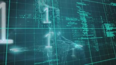 3D DNA iplikçikleri üzerinde ikili kodlama ile veri işleme animasyonu. küresel bilim, hesaplama, veri işleme ve dijital arayüz kavramı dijital olarak oluşturulmuş video.