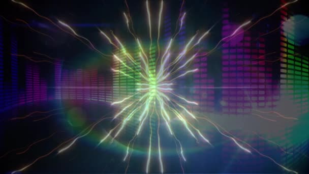 粉色数字波的数字动画和音乐在黑色背景下的均衡器 夜生活和迪斯科的概念 — 图库视频影像