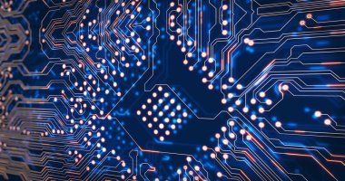 Mavi arkaplan üzerindeki bağlantı ağının resmi. küresel iş ve dijital arayüz kavramı dijital olarak oluşturulmuş görüntü.