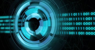 İkili kodlama veri işleme ile kapsam taraması resmi. çevrimiçi siber güvenlik, veri işleme, dijital arayüz ve dijital olarak oluşturulmuş görüntü hesaplama kavramı.