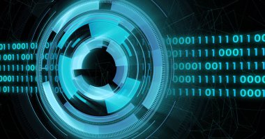 İkili kodlama veri işleme ile kapsam taraması resmi. çevrimiçi siber güvenlik, veri işleme, dijital arayüz ve dijital olarak oluşturulmuş görüntü hesaplama kavramı.