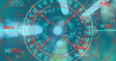 Yol üzerinde tarama ve veri işleme alanı görüntüsü. küresel iş ve dijital arayüz kavramı dijital olarak oluşturulmuş görüntü.