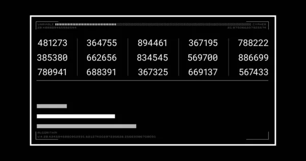 Image Numbers Changing Data Processing Computer Screen Black Background Data — Stock Photo, Image