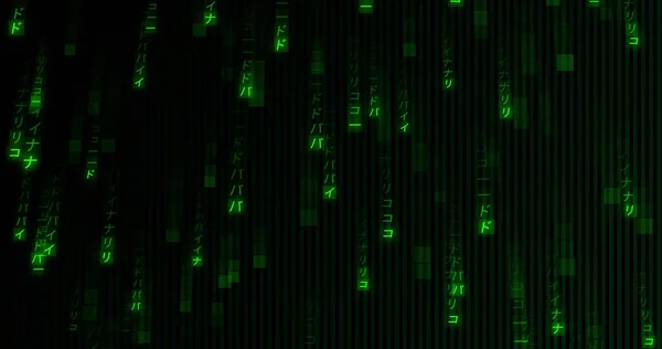 Image of green binary coding data processing over black background. data processing, digital interface and computing concept digitally generated image.