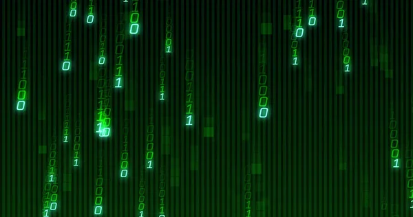 Image of green binary coding data processing over black background. data processing, digital interface and computing concept digitally generated image.