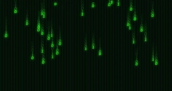 Image of green binary coding data processing over black background. data processing, digital interface and computing concept digitally generated image.