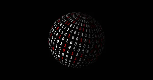 Kép Földgömb Bináris Kódolás Forog Fekete Háttér Globális Adatfeldolgozás Digitális — Stock Fotó