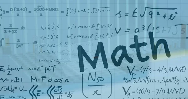 Matematikai Egyenletek Képe Matematikai Szövegen Laboron Iskolai Oktatási Koncepció Digitálisan — Stock Fotó