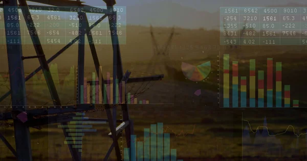 Verbundbild Der Finanzdatenverarbeitung Gegen Baustelle Globales Finanz Und Geschäftstechnologiekonzept — Stockfoto