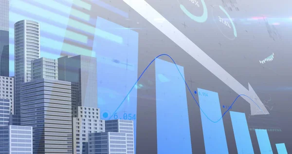 Immagine Dati Finanziari Statistiche Che Elaborano Con Freccia Sullo Sfondo — Foto Stock