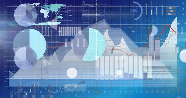 Imagem Processamento Dados Sobre Fundo Azul Negócio Global Finanças Conexões — Fotografia de Stock