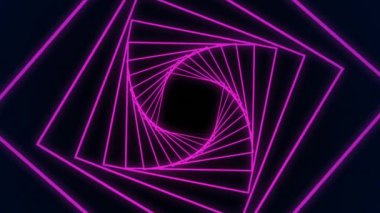 Siyah arkaplan üzerinde mor neon geometrik şekillerin animasyonu. renk, hareket ve enerji arkaplan kavramı, dijital olarak oluşturulmuş video.
