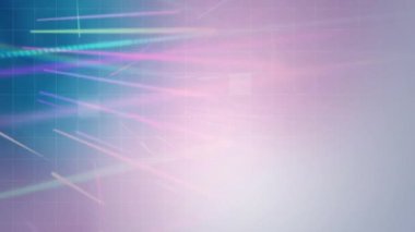 Pembe çizgilerin animasyonu ve mavi arkaplan üzerindeki ızgara. renk, hareket ve enerji arkaplan kavramı, dijital olarak oluşturulmuş video.