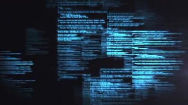 Siyah arkaplanda veri işleme animasyonu. veri işleme ve teknoloji konsepti dijital olarak oluşturulmuş video.