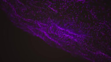 Siyah arkaplanda hareket eden noktaların animasyonu. soyut arkaplan ve dijital arayüz kavramı dijital olarak oluşturulmuş video.