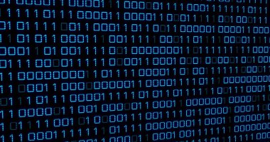 Siyah arkaplanda değişen mavi ikili kod resmi. programlama, bilgisayarlar ve teknoloji konsepti dijital olarak oluşturuldu.