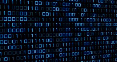 Siyah arkaplanda değişen mavi ikili kod resmi. programlama, bilgisayarlar ve teknoloji konsepti dijital olarak oluşturuldu.