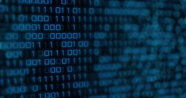 Siyah arkaplanda değişen mavi ikili kod resmi. programlama, bilgisayarlar ve teknoloji konsepti dijital olarak oluşturuldu.