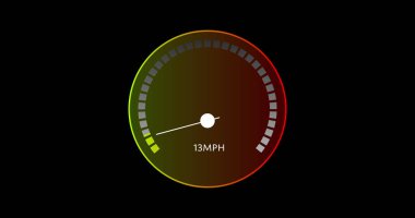 Siyah arkaplandaki araba hız göstergesi. küresel ulaşım ve dijital arayüz kavramı dijital olarak oluşturulmuş görüntü.