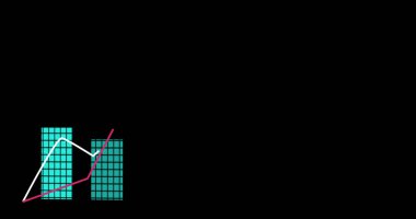Siyah arka planda finansal veri işleme resmi. küresel iş, finans, bağlantılar ve dijital arayüz konsepti dijital olarak oluşturulmuş görüntü.