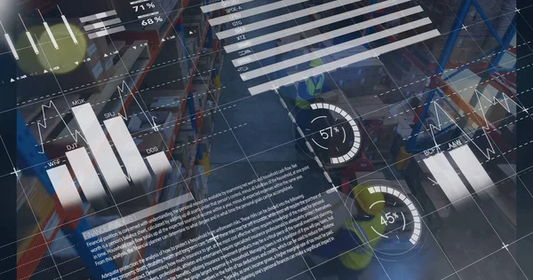 Imagen Gráficos Datos Financieros Sobre Trabajadores Almacenes Caucásicos Finanzas Economía — Foto de Stock