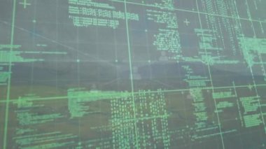 Manzara üzerindeki simgelerle bağlantı ağının animasyonu. küresel iş ve dijital arayüz kavramı dijital olarak oluşturulmuş video.