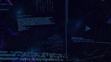 Siyah arkaplanda veri işleme animasyonu. veri işleme ve teknoloji konsepti dijital olarak oluşturulmuş video.