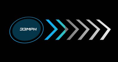 Siyah arkaplandaki araba hız göstergesi. küresel ulaşım ve dijital arayüz kavramı dijital olarak oluşturulmuş görüntü.