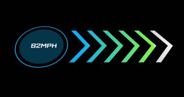 Siyah arkaplandaki araba hız göstergesi. küresel ulaşım ve dijital arayüz kavramı dijital olarak oluşturulmuş görüntü.