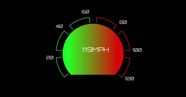 Зображення Спідометра Автомобіля Чорному Тлі Концепція Глобального Транспорту Цифрового Інтерфейсу — стокове фото