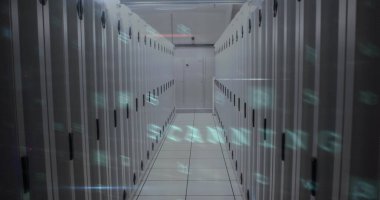 Bilgisayar sunucularında işlenen siber saldırı uyarı mesajı ve numaralarının görüntüsü. küresel çevrimiçi güvenlik, iletişim ve veri işleme kavramı dijital olarak oluşturulmuş görüntü.