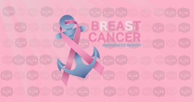 Göğüs kanseri farkındalığı metninin pembe göğüs kanseri kurdeleleri üzerindeki görüntüsü. Göğüs kanseri pozitif farkındalık kampanyası konsepti dijital olarak oluşturuldu.