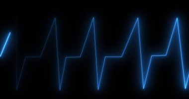 Siyah arkaplandaki kardiyograf görüntüsü. küresel tıp ve dijital arayüz kavramı dijital olarak oluşturulmuş görüntü.
