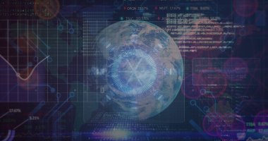 Dünya üzerindeki çeşitli veri işleme resimleri. küresel bağlantılar, teknoloji ve dijital arayüz kavramı dijital olarak oluşturulmuş görüntü.