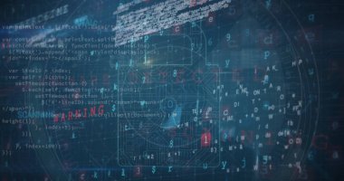 Karanlık arka planda dijital veri işleme resmi. küresel iletişim ve veri güvenliği konsepti dijital olarak oluşturulmuş görüntü.