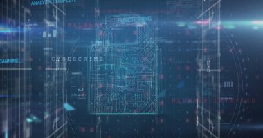 Çevrimiçi güvenlik kilidi ve veri işleme görüntüsü. küresel çevrimiçi güvenlik, veri işleme ve dijital arayüz kavramı dijital olarak oluşturulmuş görüntü.