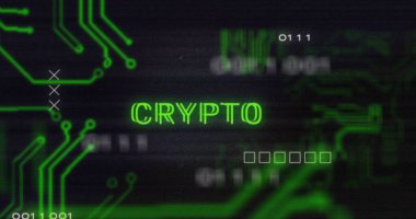 Şifreleme metni, veri işleme ve bilgisayar devre kartı üzerindeki parazit görüntüsü. küresel teknoloji, bilgisayar ve dijital arayüz kavramı dijital olarak oluşturulmuş görüntü.