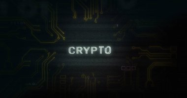 Şifreleme metni, veri işleme ve bilgisayar devre kartı üzerindeki parazit görüntüsü. küresel teknoloji, bilgisayar ve dijital arayüz kavramı dijital olarak oluşturulmuş görüntü.