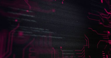 Veri işleme ve kırmızı entegre devre resmi. veri işleme, bilgisayarlar ve teknoloji konsepti dijital olarak oluşturuldu.