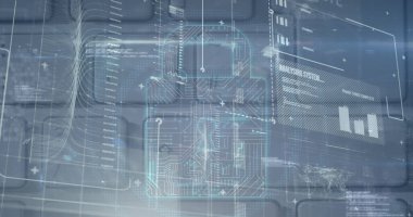 Güvenlik kilidi ve donanma arkaplanındaki veri işleme görüntüleri. küresel iletişim ve veri güvenliği konsepti dijital olarak oluşturulmuş görüntü.