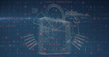 Karanlık arka plandaki veri işleme üzerindeki asma kilit görüntüsü. küresel iletişim ve veri güvenliği konsepti dijital olarak oluşturulmuş görüntü.