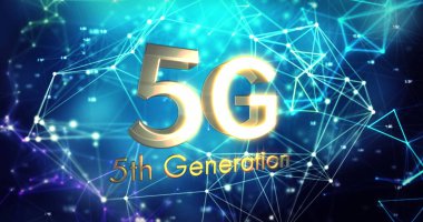 Siyah arkaplan üzerindeki bağlantı ağı üzerinden 5g metin resmi. küresel iletişim teknolojisi konsepti dijital olarak oluşturulmuş görüntü.