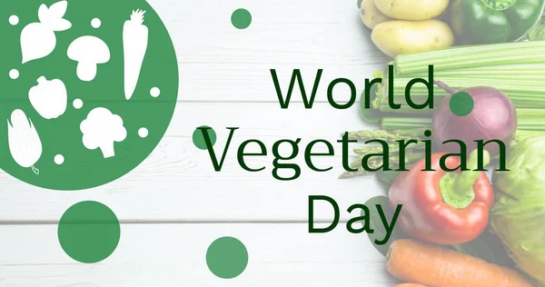 Image Texte Journée Végétarienne Mondiale Vert Avec Logo Sur Des — Photo