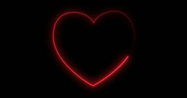 Bild Eines Neonfarbenen Herzens Auf Schwarzem Hintergrund Globale Medizin Und — Stockfoto