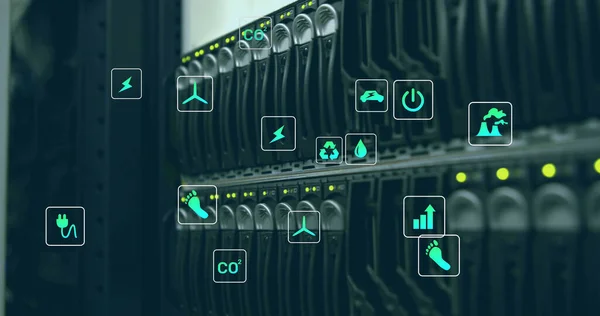 Image Icônes Numériques Sur Des Serveurs Interface Numérique Globale Traitement — Photo