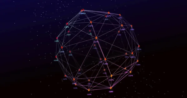 Bild Eines Netzwerks Von Verbindungen Mit Datenverarbeitung Auf Schwarzem Hintergrund — Stockfoto