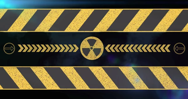 Nukleáris Szimbólum Fényfoltok Felett Vészhelyzeti Nukleáris Jel Koncepció Digitálisan Generált — Stock Fotó
