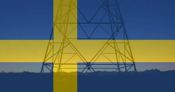 Image Flag Sweden Pylons Ukraine Crisis International Politics Concept Digitally — Stock Photo, Image