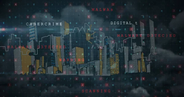 Immagine Testo Sulla Criminalità Informatica Sul Paesaggio Urbano Sicurezza Online — Foto Stock
