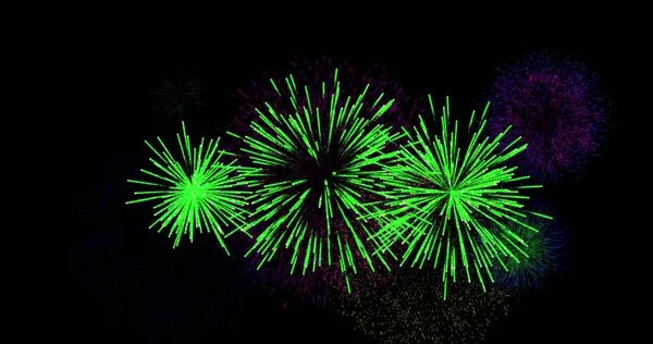 Imagem Natal Colorido Fogos Artifício Ano Novo Explodindo Céu Noturno — Fotografia de Stock
